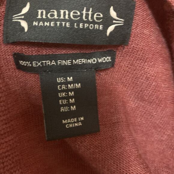 Nanette Lepore Sweater Women's M Tie Back Fine Merino Wool Bell Sleeve - Picture 5 of 6